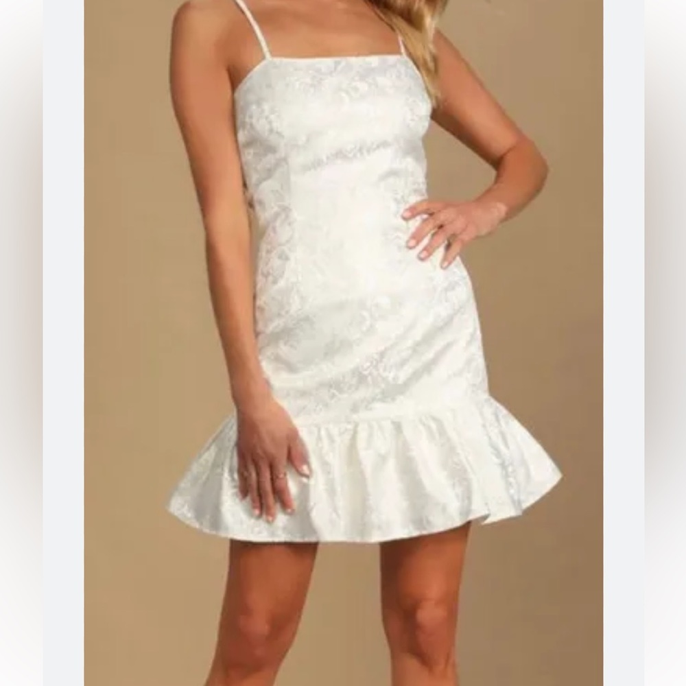 lulus white jacquard mini dress